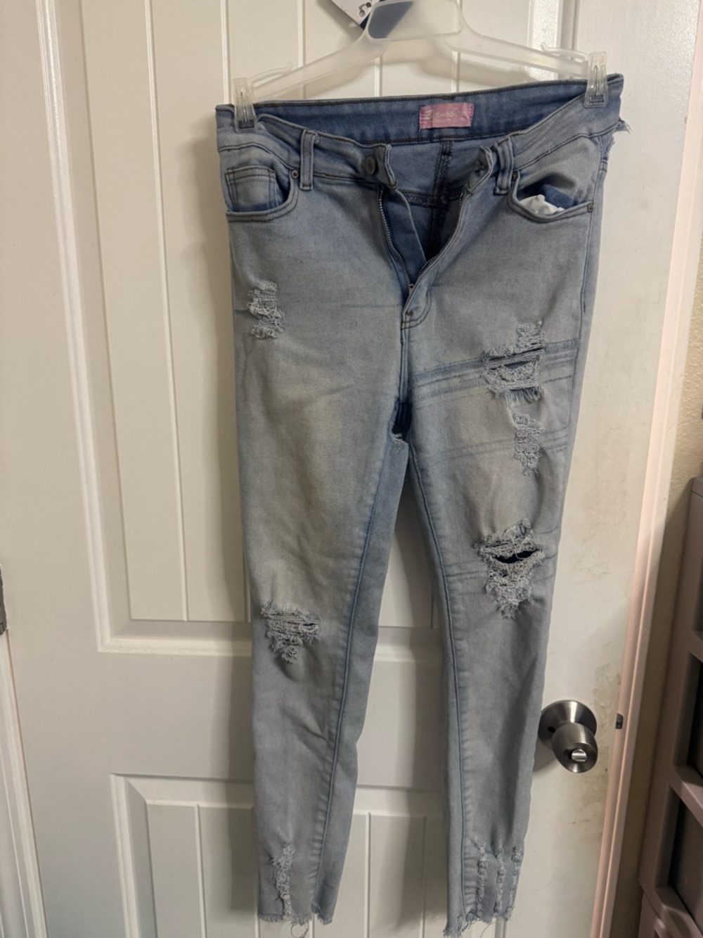 BAMBOO Light Blue Distressed Skinny Jeans